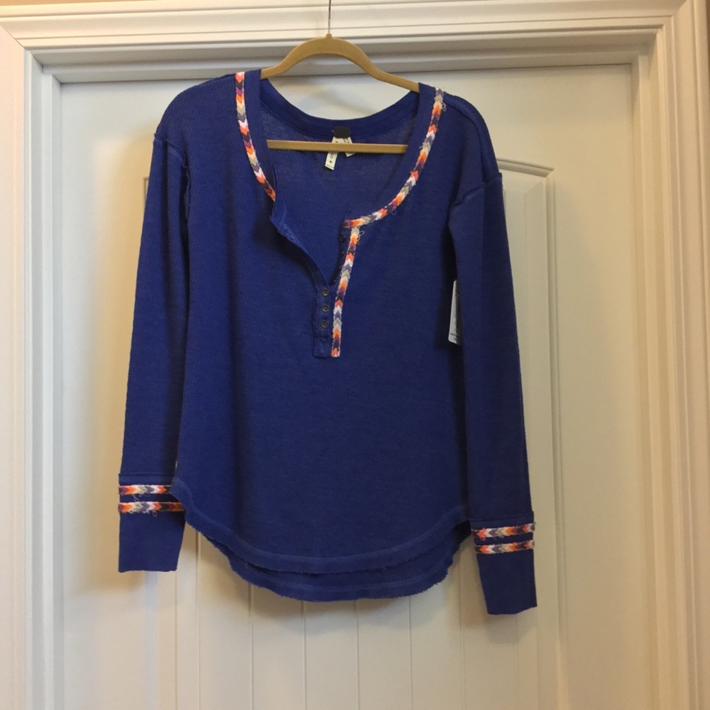 NWT S Free People Thermal long sleeve blue
